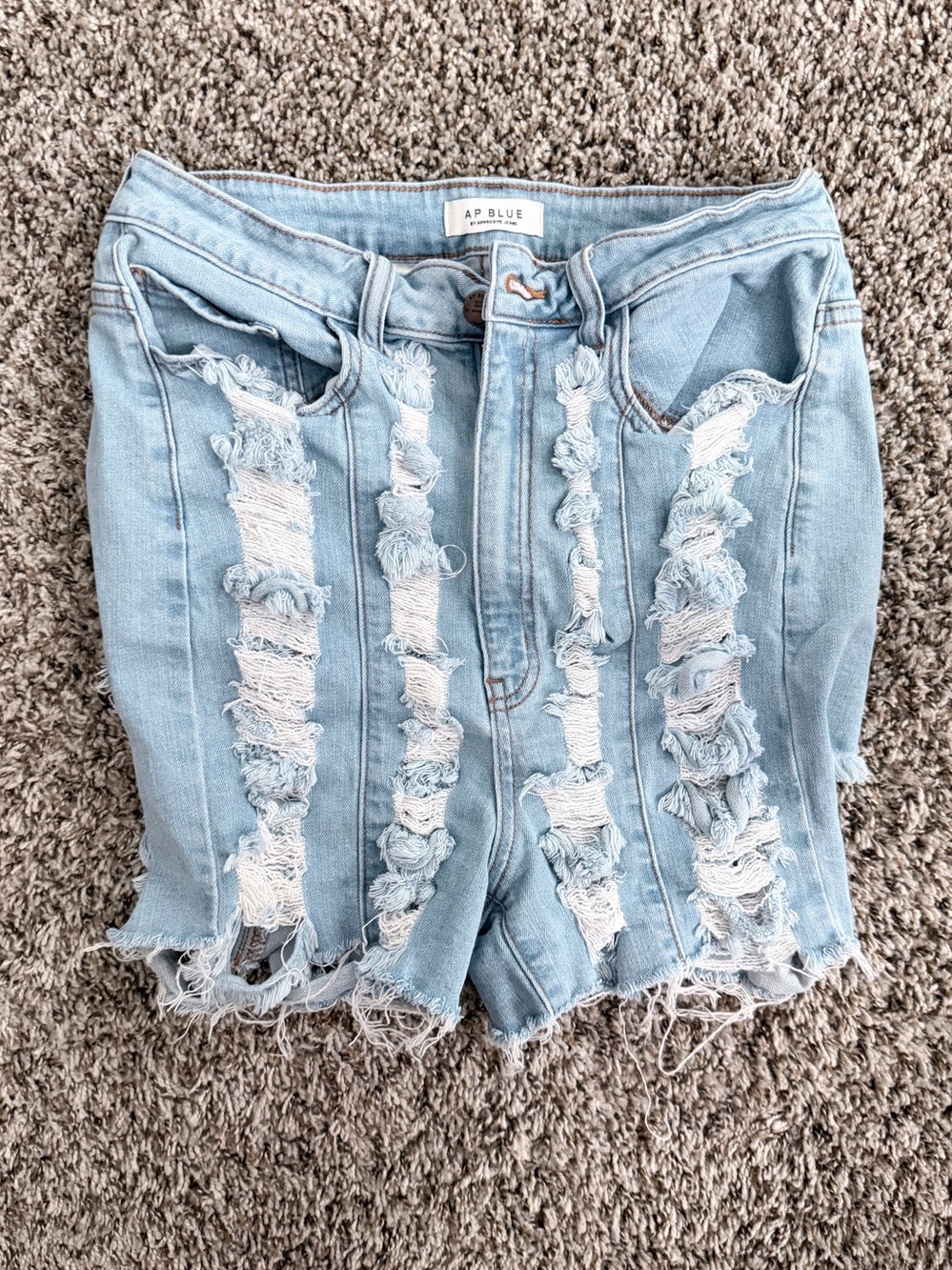 Aphrodite Light Blue Distressed Denim Cutoff Shorts